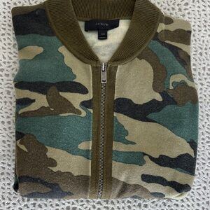 J. Crew women’s Camouflage Zip-Up Sweater - Green and Brown